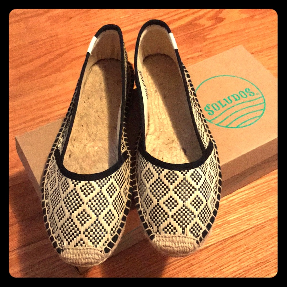 Soludos Espadrille Rhombus Raffia Flats size 7 NWT